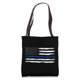 Police Officer US USA American Flag Thin Blue Line Tote Bag