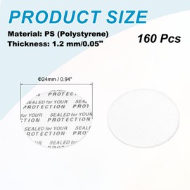 PATIKIL 24mm/0.94" Foam Lid Liner, 160Pcs Adhesive Round PS Pressure Sensitive Seals, Cap Liners Resistant Tamper for Plastic Glass Jar Bottle Cap Canning Vials Seals