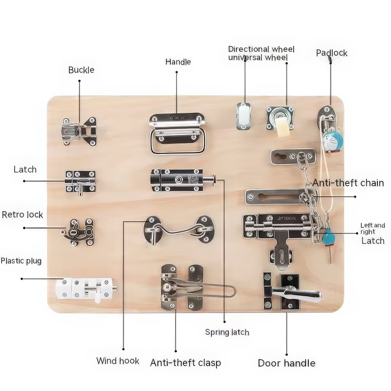 Montessori Unlock Door Latch Toy – Handmade Sensory Board Parts
