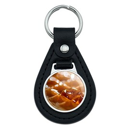 Graphics and More Waffle with Syrup Black Leather Keychain