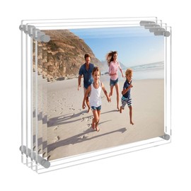 AITEE 8x10 Acrylic Picture Frames 4 Pack, Clear Picture Frames for Wall, Modern Frameless picture Frames Lucite Transparent Square Cubes Floating Hanging Photo Frame Gift for Home Office Display