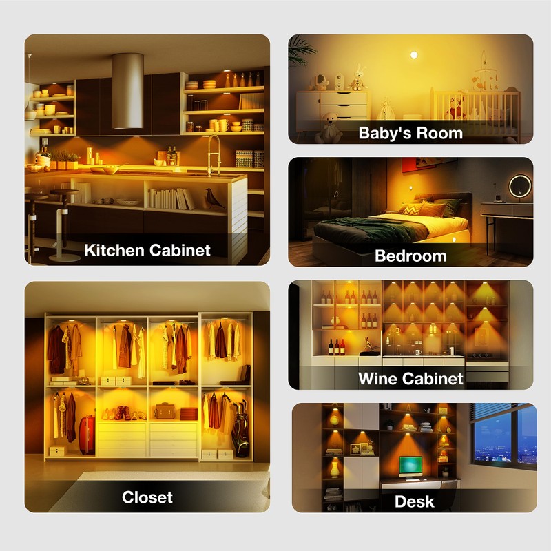 MEKKLEON Puck Lights with Remote Control,1000mAh Rechargeable Under Cabinet Lighting,3Pack