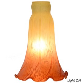 Bieye LS11 Lily Flower Blown Glass Lampshade (Yellow Orange, Opening I.D. 1.26" x O.D. 1.5")