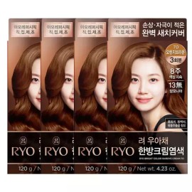 Ryeo 려 우아채 한방크림염색 오렌지브라운7O x4개 Lya Uah Chae Korean Herbal Cream Hair Color Orange Brown 7O x 4