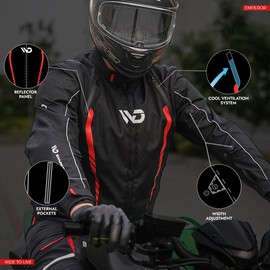 WD Motorcycle Jacket Men 600D Cordura Fabric - Weather Resistant Riding Jacket