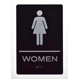 Women Restroom -(Aluminium, Black/Silver,Size 6x9) The Sensation line