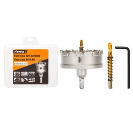 Henvo Hole Saw 3-1/2" (89mm) Heavy Duty Carbide with 2 Pilot Drill Bits - Metal Hole Cutter Cuts Stainless Steel, Iron, Copper, Brass, Plastic