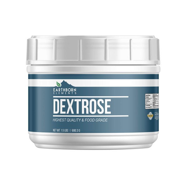 Dextrose Powder (1.5 lb Tub) by Earthborn Elements, Sugar Substitute, Workout Boost, Natural Energy, Bodybuilding, Weight Gain, Building Muscle