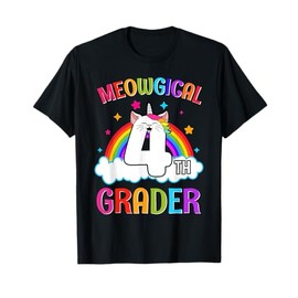 Magical Cat Unicorn Rainbow 4th Grade Back To School Student T-Shirt