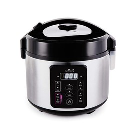 Yum Asia Kumo YumCarb Rice Cooker with Ceramic Bowl and Advanced Fuzzy Logic, (5.5 Cups, 1 Litre), 5 Rice Cooking Functions, 3 Multicooker Functions, 110V US Power (Light Stainless Steel)