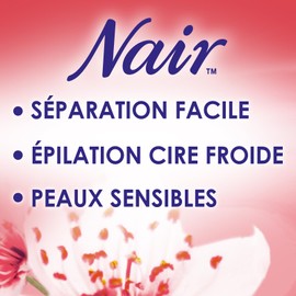 NAIR Caresse Set - Cold Wax Strips for Face, Easy to Separate and Suitable for Sensitive Skin, 97% Natural Formula with Cherry Blossom Extract, 20 Wax Strips