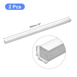 sourcing map Square Aluminum Flat Bar, 2pcs 1/2" Thickness 1/2" Width 12" Length Square Aluminum Bar 6061 Aluminum Flat Plate, 13 x 13 x 305mm T6511 Solid New Mill Stock