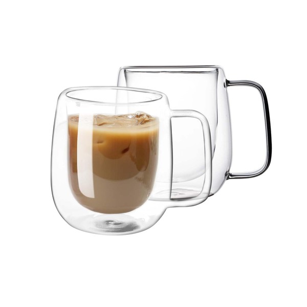 Double Wall Glass Coffee Mugs -Clear Insulated Glass Espresso Cups