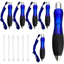 12 Pack Big Fat Pens Aids Writing For Tremor, Arthritis, Parkinson, Handicap, Carpal Tunnel Large Wide Grip Pens Retractable Ballpoint Pens (6 Pens + 6 Extra Refills) (Blue Body)