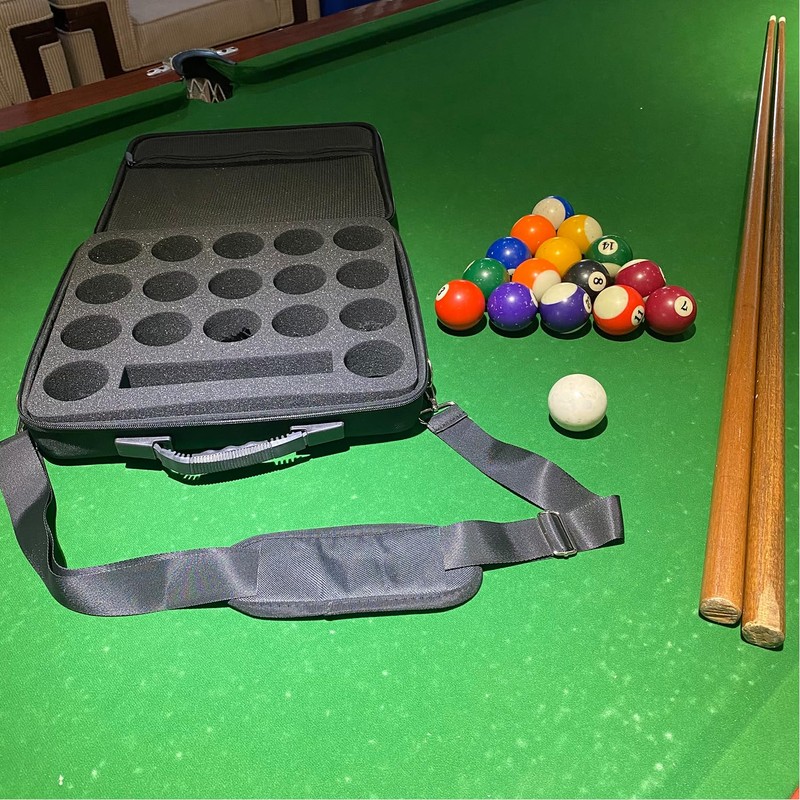 UISKOOPW Pool Balls Carrying Case, Hard Billiard Case with adjustable