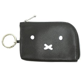 miffy miffy mf smart key pouch with reel, key case, license, regular case, Black