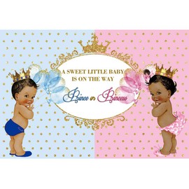 Haoyiyi 5x3ft Baby Shower Backdrop Prince Or Princess Sweet Pink Baby Blue Ballons Gliter Royal Gold Dots Photography Background Gender Reveal Party Newborn Announce Portrait Photo Studio Props