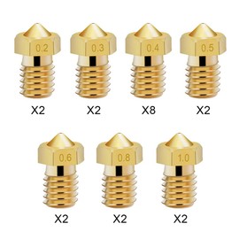 KeeYees Pack of 20 3D Printer Nozzles, 0.2 mm 0.3 mm 0.4 mm 0.5 mm 0.6 mm 0.8 mm 1.0 mm Extruder Hotend Brass Nozzle Print Head for 1.75 mm Filament 3D Printer