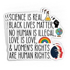 (3Pcs) Science is Real Sticker - Women Rights Feminist Stickers - Equal Rights Feminism Waterproof Vinyl Sticker for Laptop, Water Bottles, Phone, Kindle Merchandise Decal Gifts for Her Him 2 inches