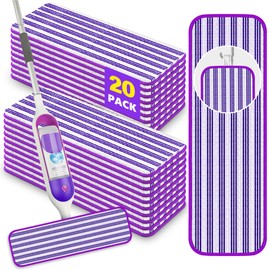 20 Pack Reusable Mop Pads Compatible with Swiffer PowerMop, Microfiber Pads Refills Machine Washable Up to 100 Times Wet Dry Use Suitable for All Floor Types