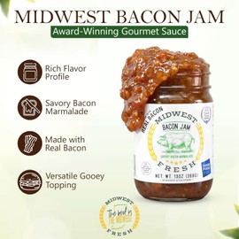 Midwest Fresh Award-Winning Bacon Jam | 13 oz Gourmet Burger Sauce and Charcuterie Board Staple | Versatile Bacon and Onion Marmalade Relish | Non-GMO, Gluten-Free | Perfect for Grilling and Dips (2 Pack, 13, Fl Oz)