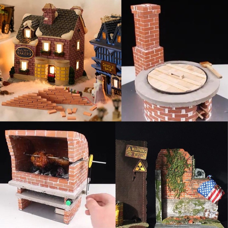 geneX 500pcs Miniature Bricks DIY Brick Scene Model Building Miniature
