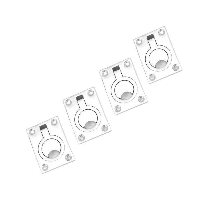 4 Pcs 63x44mm Square Flush Pull Ring Handles 316 Stainless