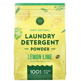 Woolzies Natural Laundry Powder Detergent Soap Scented with Pure Essential Oils Extra Strength Biodegradable Formula, Safe for Sensitive Skin 100 Loads. (Lemon Lime)