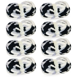 CAHOVY White+Light Gray+Black Chunky Chenille Yarn for Crocheting Bulky Thick Fluffy Yarn for Knitting,Super Bulky Hand Blanket,Soft Plush Yarn Crochet Carpet 8 Jumbo Pack(63.76oz/197.68yd