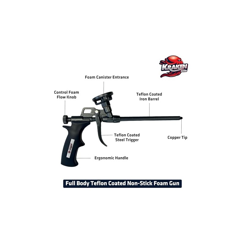 Kraken Bond PRO Foam Gun - 8 Inch Durable Spray