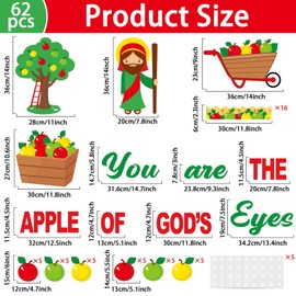 gisgfim Christian Jesus Bulletin Board Decoration Set Religious Apple Borders Cutouts Welcome Back to School Decor Sunday School Classroom Door Party Craft Home Wall(You are The Apple of God’s Eyes)