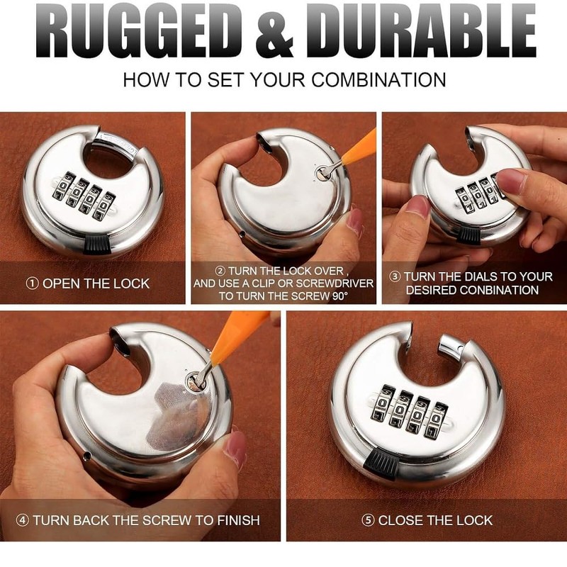 Fixinus Combination Lock Padlock with Combination Code Numbers 4 Digits