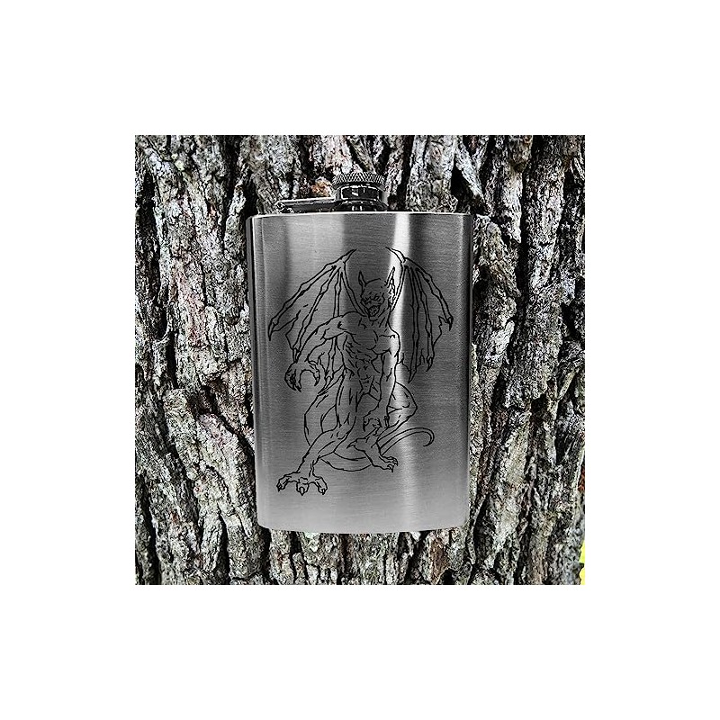 8oz Gargoyle Hip Flask Devil Reaper