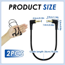 Wonvify Jack 3.5 Male to Male Cable 2 Pack 30cm 90 Degree TRS Male to Male Audio Cable Stereo Spiral 3.5 Jack Audio Cable for Stereo Headphones/Speakers