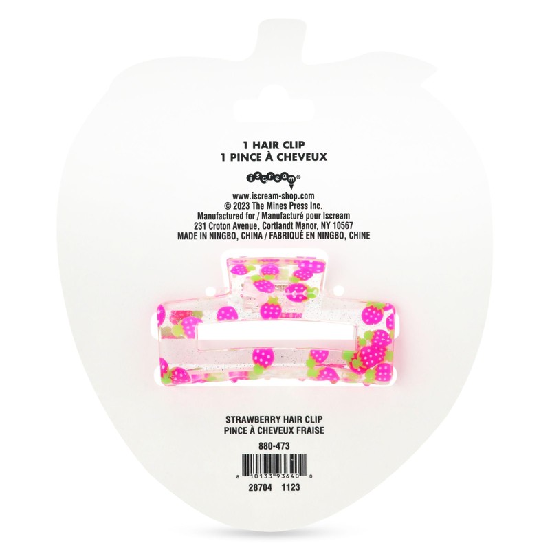 iscream 3" Sweet Strawberry Claw Hair Clip - Clear with