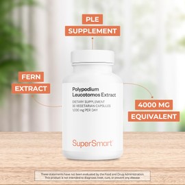 Supersmart - Polypodium Leucotomos Extract 1000 mg per Day (PLE Supplement) - Skin Protection & Health - Antioxidant Formula - Fern Extract | Non-GMO & Gluten Free - 90 Vegetarian Capsules