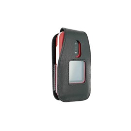 caseroxx Leather-Case with belt clip compatible with Doro 2880/2881 made from genuine leather, Pouch with belt clip and viewing window in black