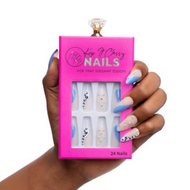 Keep It Classy Press-On Nails Kit by Monyetta Shaw || Blue White Sky, Mountain Peak || Reusable, Vegan, Non-Toxic, Easy Application || One 24 Nail Kit