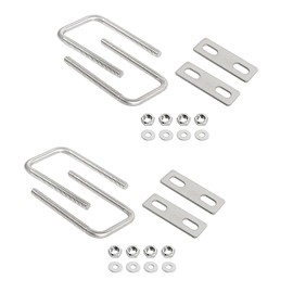 Aoje-Link Square U Bolt 50mm Internal Width M6 Thread 304 Stainless Steel Silver with Plate Nuts Flat Washers 4 Pieces