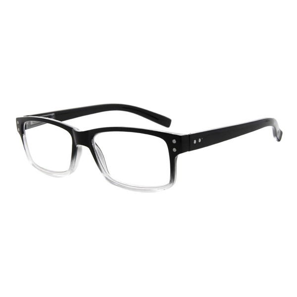Eyekepper - anteojos de lectura clásico con bisagras de resorte para hombre, marco negro y transparente +3.25