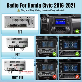 Car Stereo for Honda Civic 2016 2017 2018 2019 2020 2021, with Wireless CarPlay Android Auto, 9 Inches Screen with Bluetooth FM Backup Camera, 2G+32G (Style 1 Without J.B.L& Large Screen)