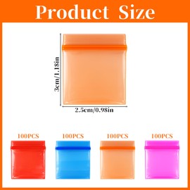 HJZHII 400Pcs Mini Plastic Baggies, 1.2x1'' Colored Resealable Storage Bags