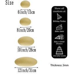 4 Pack Gold Cake Boards Round Cake Circles 6, 8, 10, 12 Inch Cake Base Cardboard, 1 of Each Size Set for Baking Cake, Wedding Birthday Cake, Dessert, Cake, Pizza Decorating and Exhibition