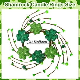 4Pcs St. Patrick's Day Glitter Shamrock Candle Rings