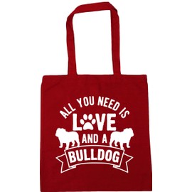 Hippowarehouse All you need is love and a Bulldog Tote Shopping Gym Beach Bag 42cm x38cm, 10 litres