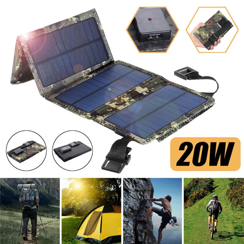 Solar Panel Professional 20W Efficient Waterproof 4 Folds Monocrystalline Silicon