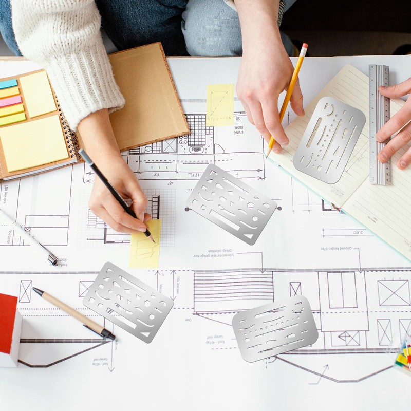 4 Pcs Eraser Shield Stainless Steel Drawing Template, Drafting Tools