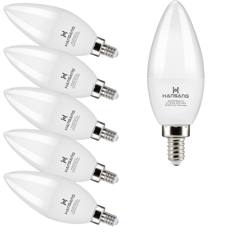 hansang E12 Candelabra LED Light Bulbs 6000K Cool Daylight White,