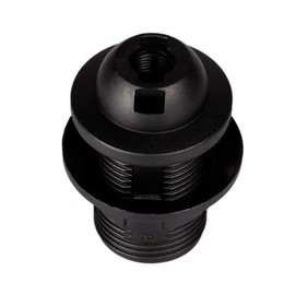 E14 Lamp Holder Plastic (PBT), Threaded Socket with Fixed Lampshade Collar and Mounting Ring, Black