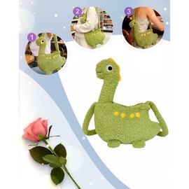 LHTWLF Cute Dinosaur DesignPlush Backpack，with Zipper Shoulder Bag，Unique Novelty Fun Purse toy Plushie Gifts for Girls Women (Dinosaur)